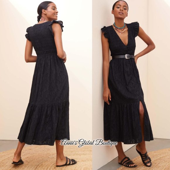 NWT, Anthropologie Embroidered Ruffled Smocked Midi Dress - Picture 8 of 16